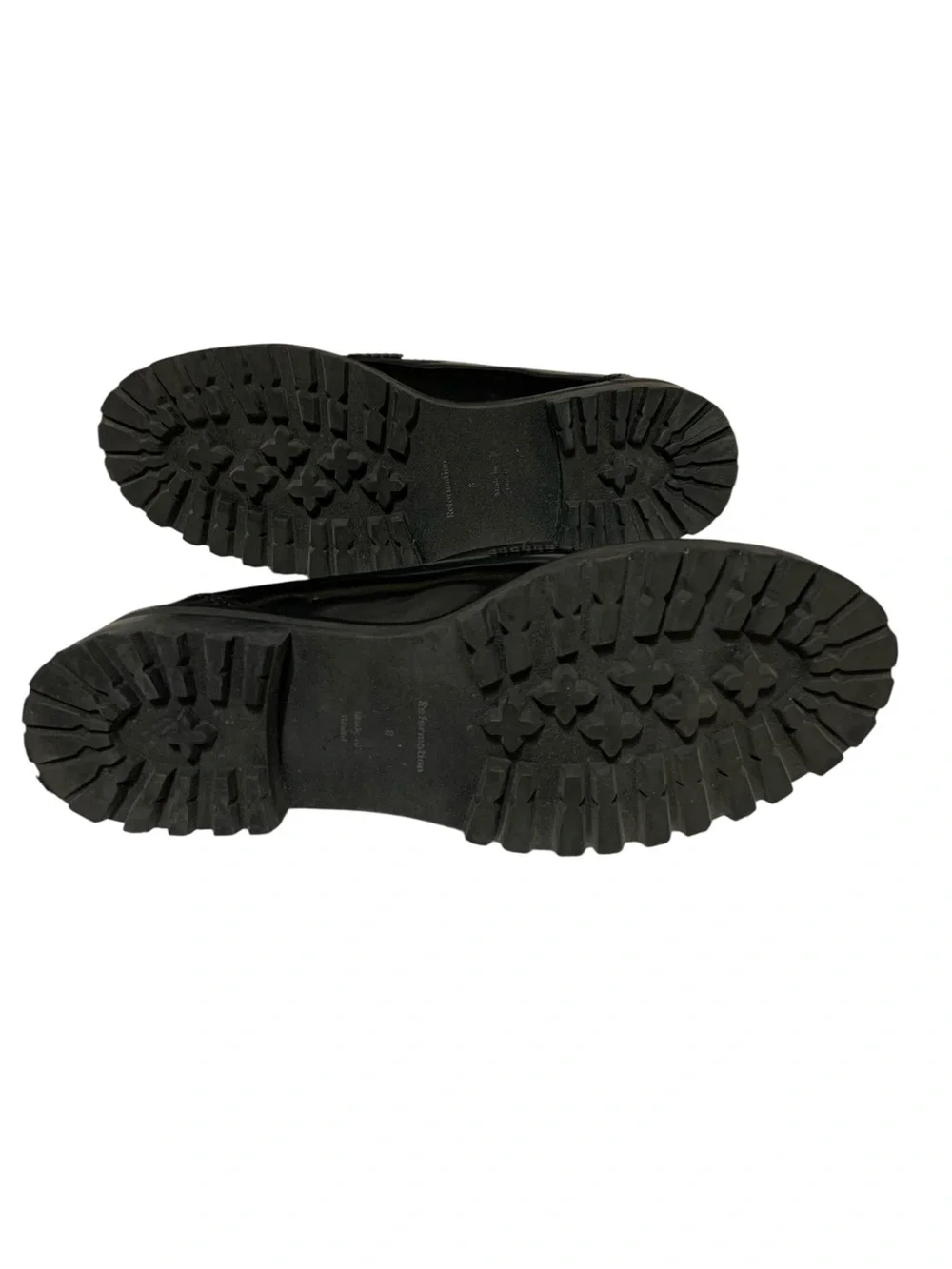 Reformation Agathea Leather Chunky Loafers Black Size 8